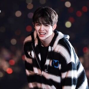 Black & White Striped Hooded Zip Jacket with Blue Patch